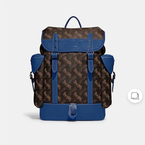 Coach | Bags | Blue And Brown Coach Hitch Backpack | Poshmark display picture 3